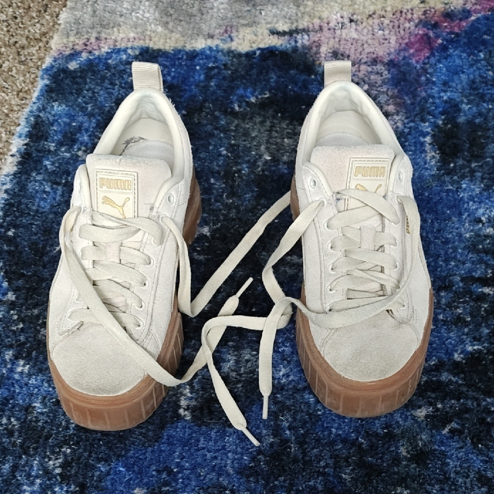 Puma Suede Platform Sneakers - Cream and Tan size 7.5